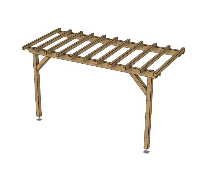 Pergola adossée en bois à deux poteaux